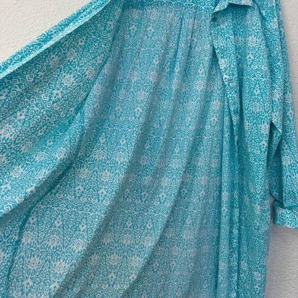 Coolibar Womens UPF Button Up Shirt Dress Size XXL Blue Beach Swim Cover-up - Picture 4 of 12
